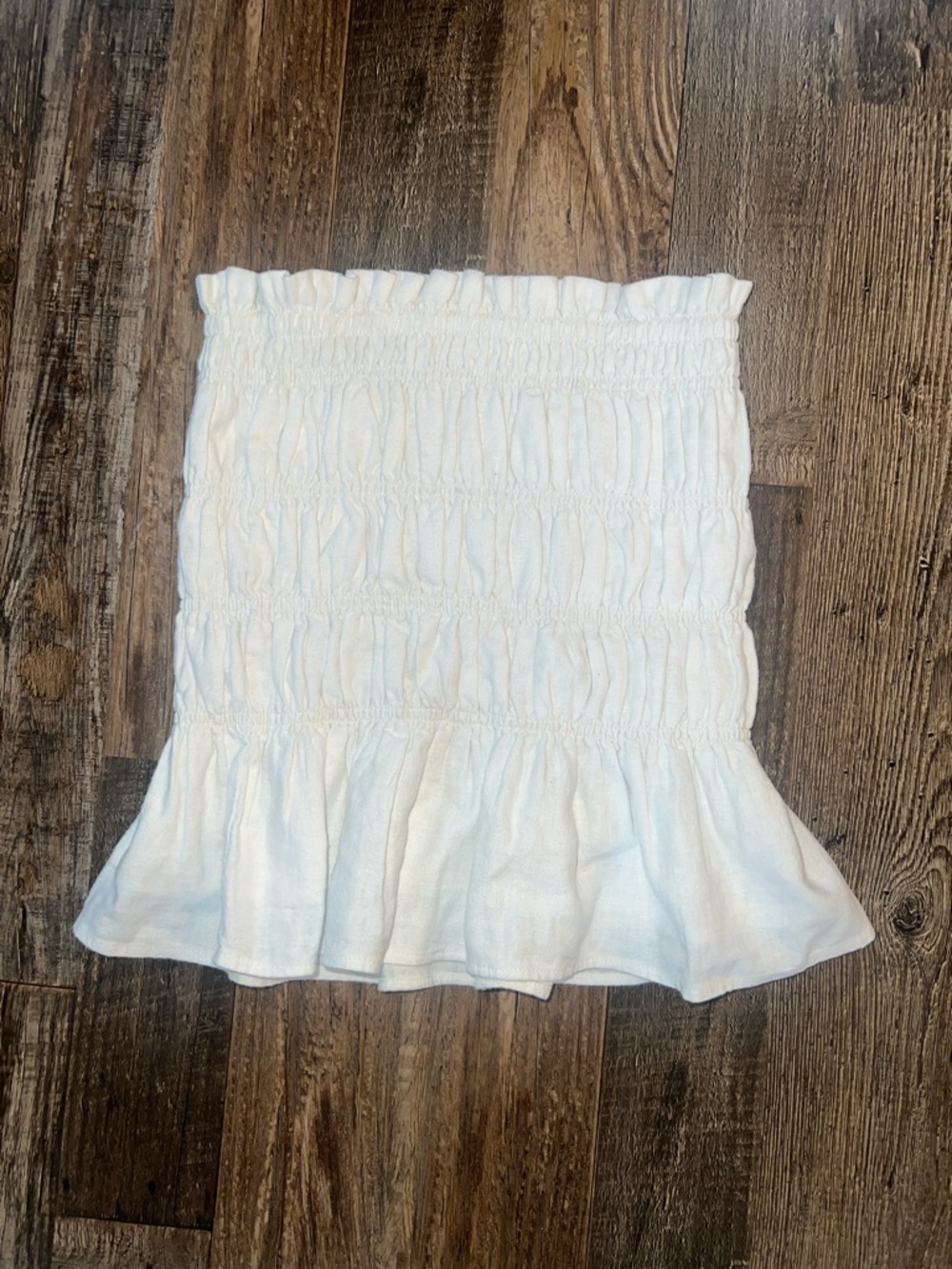 Hollister White Smocked Ruffle Strapless Top